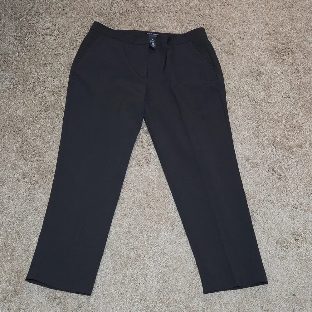 Zac & Rachel Black Dress Pants 14 Pleated Pocket Stretch Career NWOT - Picture 2 of 16
